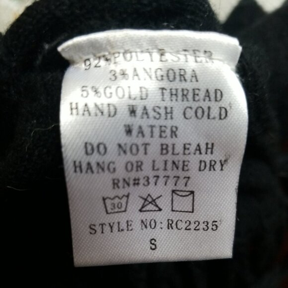 Fab'rik Angora Blend Metalic Tassle Aztec‎ Sweater Long Sleeve Western Oversize - Picture 4 of 8